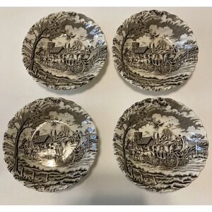 4 Royal Mail Staffordshire Ironstone Small 5 " bowl made in England Brown/White